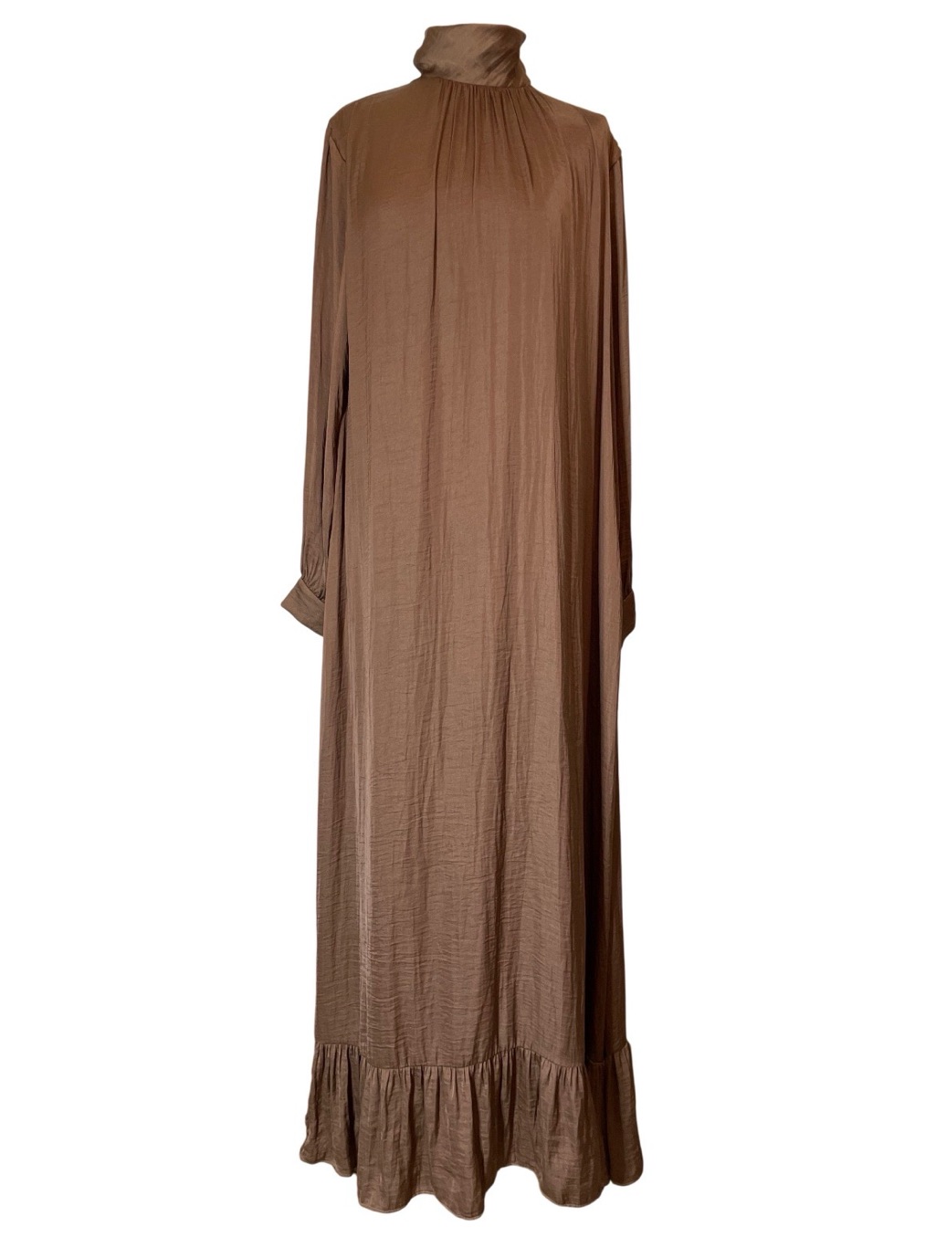 Lavender Brown Yareli Chocolate-Brown High Neck Maxi Dress Large